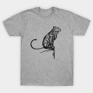 Sunset Lion - black line T-Shirt